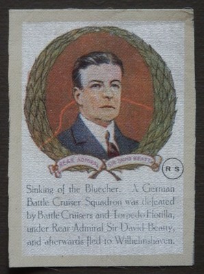 REAR ADMIRAL SIR DAVID BEATTY Great War Heroes 1915 Robert Sinclair SILK