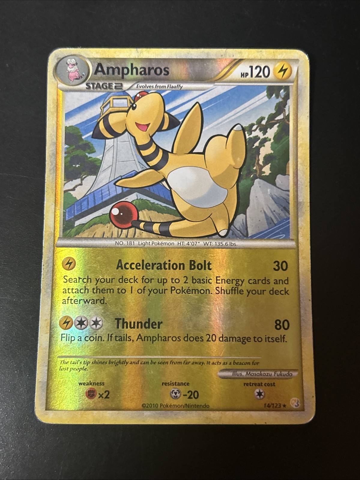 Pokémon HeartGold SoulSilver Ampharos Reverse Holo Rare 14/123 English TCG