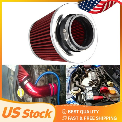#ad Universal 76mm 3quot; Neck Inverted Cone Dual Induction Intake High Air Flow Filter $25.64