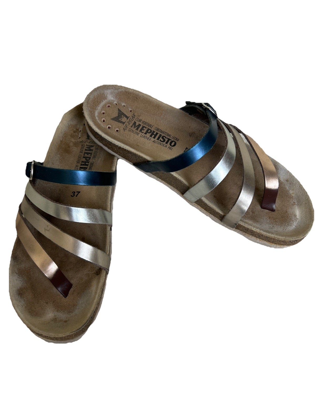 APL Mephisto Tg 37 Natty Scarpe Donna Multicolore Metallizzato Vega Sandali Infradito