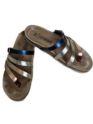 Mephisto Sz 37 Natty Women's Shoes Multi Color Metallic Vega Sandals Flip Flops