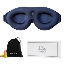 ALASKA BEAR 3D Blackout Sleep Mask with Earplugs, Blue
