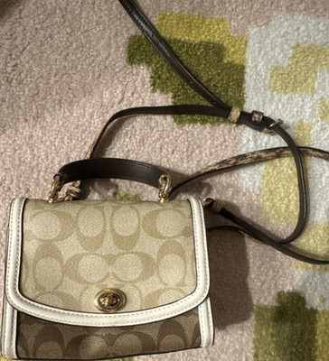 COACH モノグラム 小型バッグ Coach Mini Monogram Crossbody Bag Beige with Turn Lock | eBay