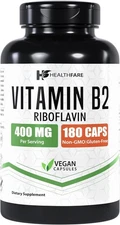 Vitamin B2 Riboflavin 400mg | 180 Veg Capsules | Supplement | Gluten-Free |... 