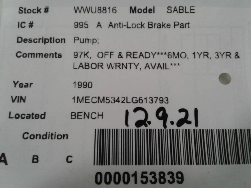 Bomba de pieza de freno antibloqueo para 90 Lincoln & Town Car 619371 Foto 4 de 4