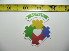 AUTISM SUPPORT SMALL STICKER DECAL AWARENESS DAY HEART IN PUZZLE AWARENESS