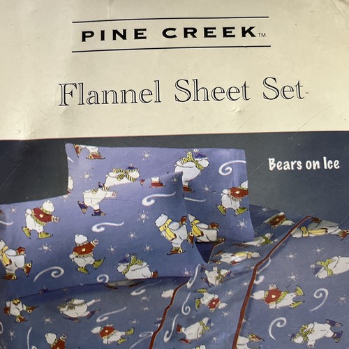 Pine Creek Bears on Ice Twin Size Flannel Full Sheet Set New in Package Cotton - Picture 7 of 7