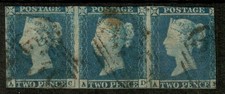 Product Image: GB 1841 2d blue used strip of 3 (AC-AE) see scans