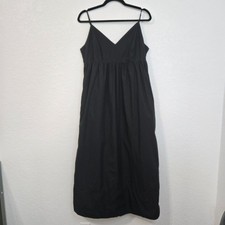 Quince Organic Cotton Sleeveless Maxi Dress Black Size L Summer Casual