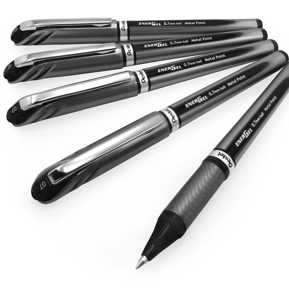 Pentel Energel BL27 Liquid Gel Ink Rollerball Pen - Black - 5 Pack