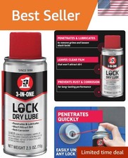 Aerosol Lock Dry Lube 2.5 OZ 12-Pack - Clear, Fast-Drying Protection for Locks