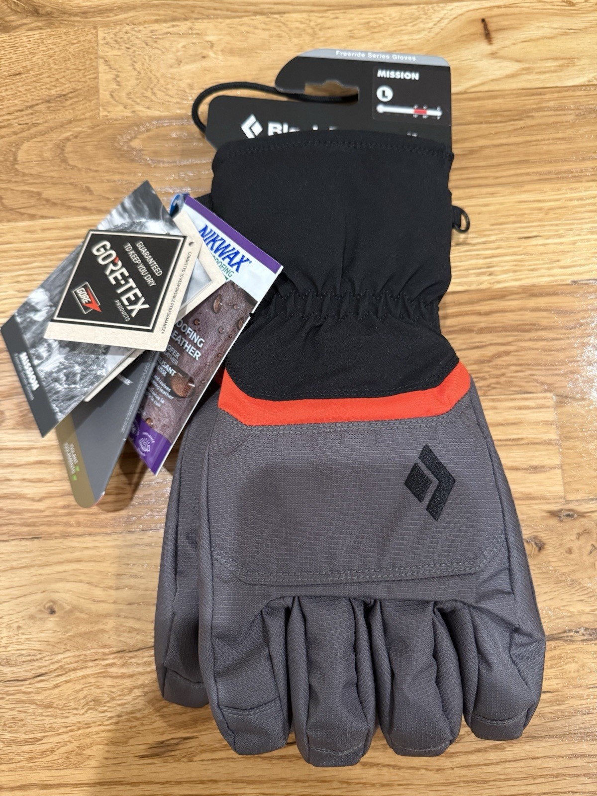 Guantes Black Diamond Mission - Para hombres - Pequeños Tundra - Negros Gore Tex Aislados NUEVO
