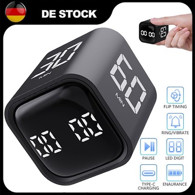Cube Würfel Timer Schwarz Digital Flipping LED Display Dual-Typ 2-inch Küche DHL