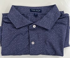 Peter Millar Crown Crafted Polo Shirt mens XL Blue Golf Print performance EUC
