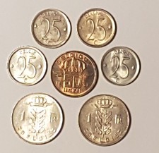 Lot 7 coin Belgium 25 50 centimes 1966 1970 1973 1975 1983 1 franc 1969 1975