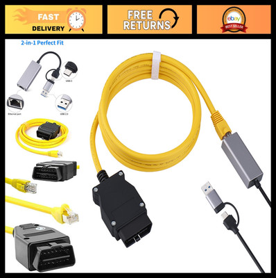 ''USB to OBD2 2-in-1 Adapter, ENET RJ45 Ethernet Connector for OBD Interface, Hig