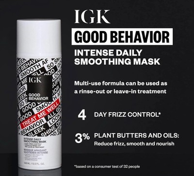 IGK Good Behavior Intense Daily Smoothing Mask Frizz Control 5 Oz Leave-In NEW