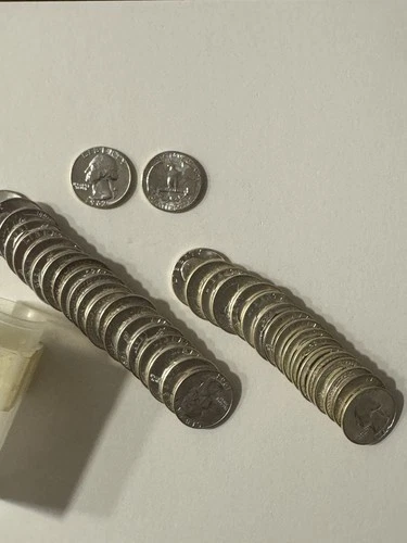1962 90% Silver Washington Quarters. BU/Uncirculated. Full Roll-40 Total.