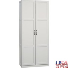 Double Door Storage Cabinet Adjustable Shelves Organizer Home Office Pantry New