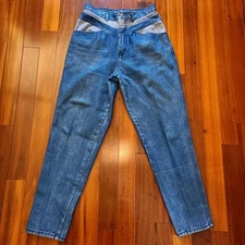 Vintage 80s 90s Gitano High Waist Two-Tone Pleated Front Mom Jeans Sz:14 Grunge
