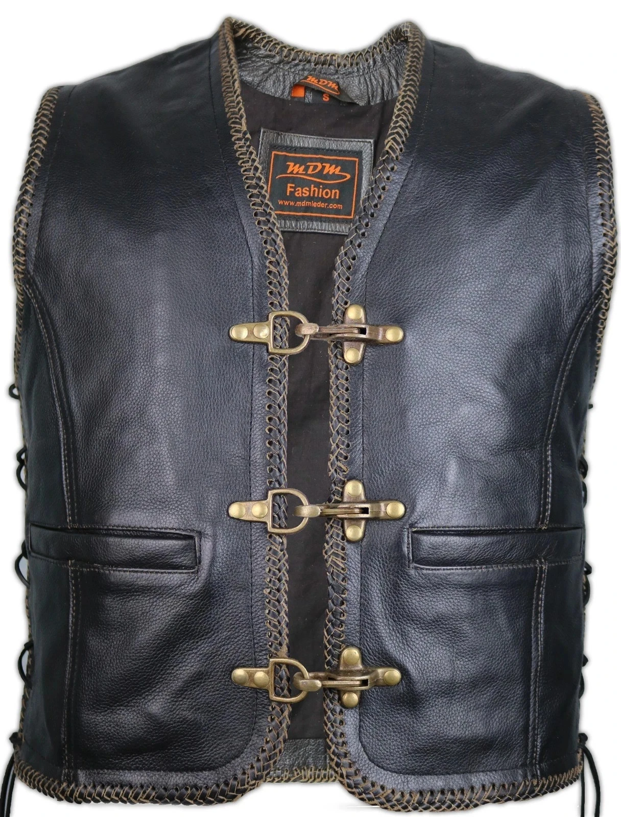 Mens Biker Motorcycle Leather Vest Leather Cowl Vintage Leather Biker Vest
