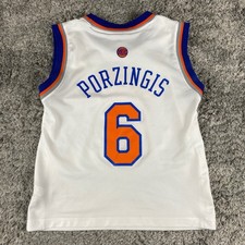 Adidas Kristaps Porzingis 6 Jersey Kids S White New York Knicks Basketball NBA