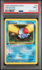 1999 POKEMON FOSSIL 1ST EDITION #56 TENTACOOL PSA 9