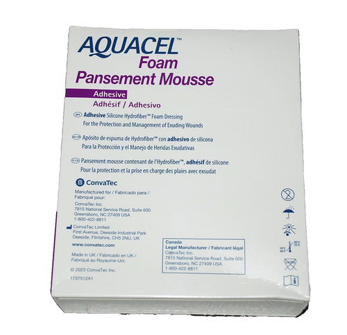 CONVATEC 420619 AQUACEL Foam Adhesive Wound Care Dressing 5" x 5" Sterile x 10 - Picture 5 of 10