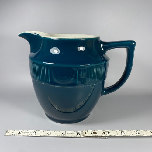 Beautiful Vintage Hall China Ceramic Medallion Pitcher in Rare Marine & White - Picture 21 of 21