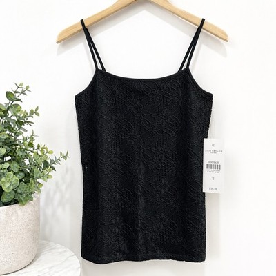 NWT Ann Taylor Factory Black Lace Cami Tank Stretch Top Small | eBay