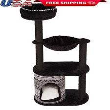 4-Level Cat Tree W/ Scratching Posts Condo Hammock Plush Bed Cats 44 Inch Black