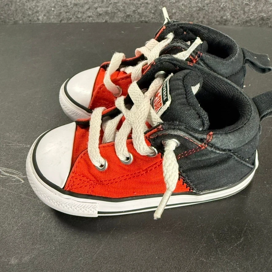Zapatillas altas Converse All Star para bebés pequeños rojas negras talla 6 EE. UU. Foto 4 de 4