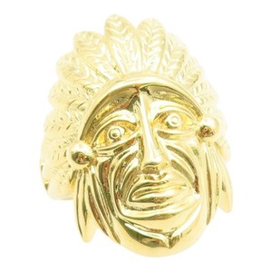 Authentic 925 Sterling Silver Vintage Ring Gold Plated Native Chief Sz 8.5 RG35291