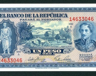 1 Peso 1953 El Banco De La Republica Colombia CURRENCY ((2nd of 3 consecutive))