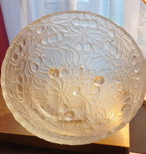 Vintage Art Deco Frosted Glass Cherry Bowl Three-Footed Dish "Lalique style."