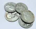 LOT OF 5 WASHINGTON SILVER QUARTERS 90% SILVER VARIOUS DATES #6547