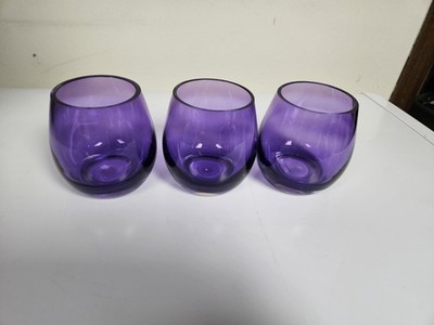 Partylite Amethyst Tealight Candle Holder Lot Of 3 Wedding Centerpiece Retired