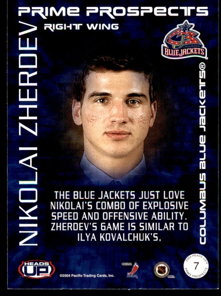 2003-04 Pacific Heads Up Prime Prospects Nikolai Zherdev #7 - Image 2 of 2