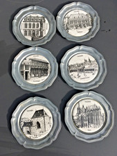 6 Untersetzer Teller Zinn Stadtmotive von AACHEN  Ansichten Porzellan  UNIROYAL