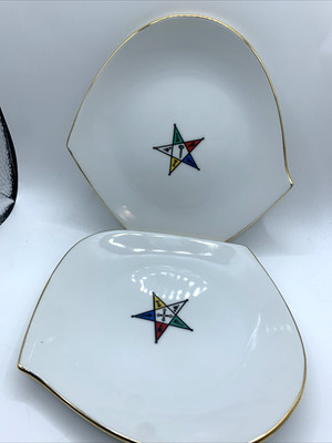 Freemason Plates Order Of The Eastern Star Vilettas Arts Roseburg Oregon Two(2)
