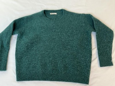Marine Layer Sweater Small Alpaca Wool Knit Crewneck Pullover Cozy Teal Fuzzy