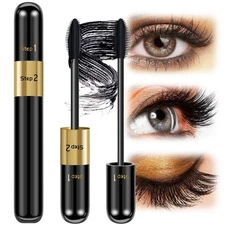 Mascara Volume and Length, 2 in 1 Waterproof Mas cara Black, 2 Pack Falsies