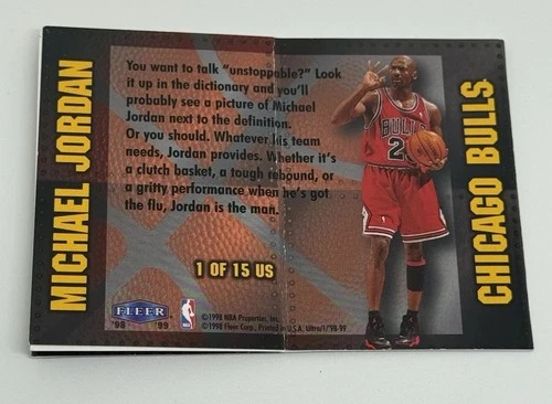 1998-99 FLEER ULTRA MICHAEL JORDAN UNSTOPPABLE INSERT CARD #1