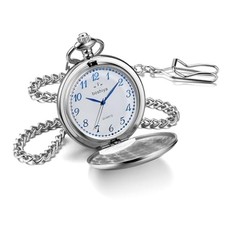 Smooth Pocket Watches for Men Quartz Arabic Digital Smooth-Arabic Dial-Silver