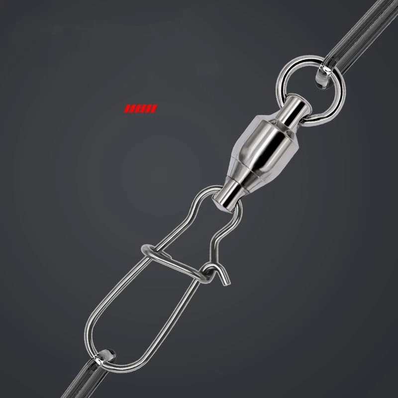 Rodamiento de bolas de bloqueo doble giratorio de acero inoxidable con clip rápido para pesca Foto 4 de 4