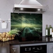 Glass Splashback Kitchen Tile Cooker Panel ANY SIZE Magical Road Field Meadow