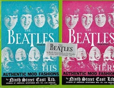 1966  Beatles Mod Fashions Hang Tag - Lot of 3 -  His, Her and the Beatles shirt