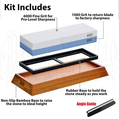Whetstone Sharpener Stone Set 4 Side Grit 400/1000 3000/8000 Knife Sharpening - Picture 3 of 15