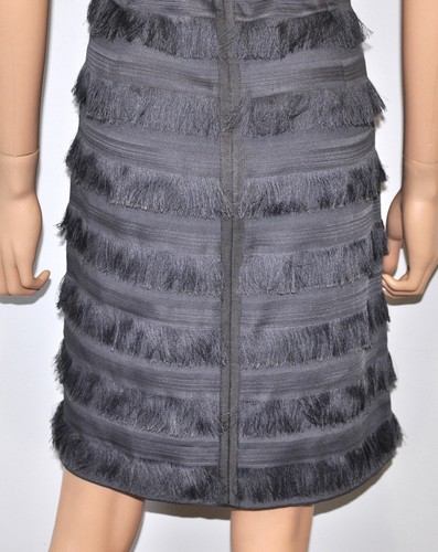BANANA REPUBLIC Strapless Gray Ruffle Fringe Tiered Dress - Sz 4, Small - Picture 7 of 10