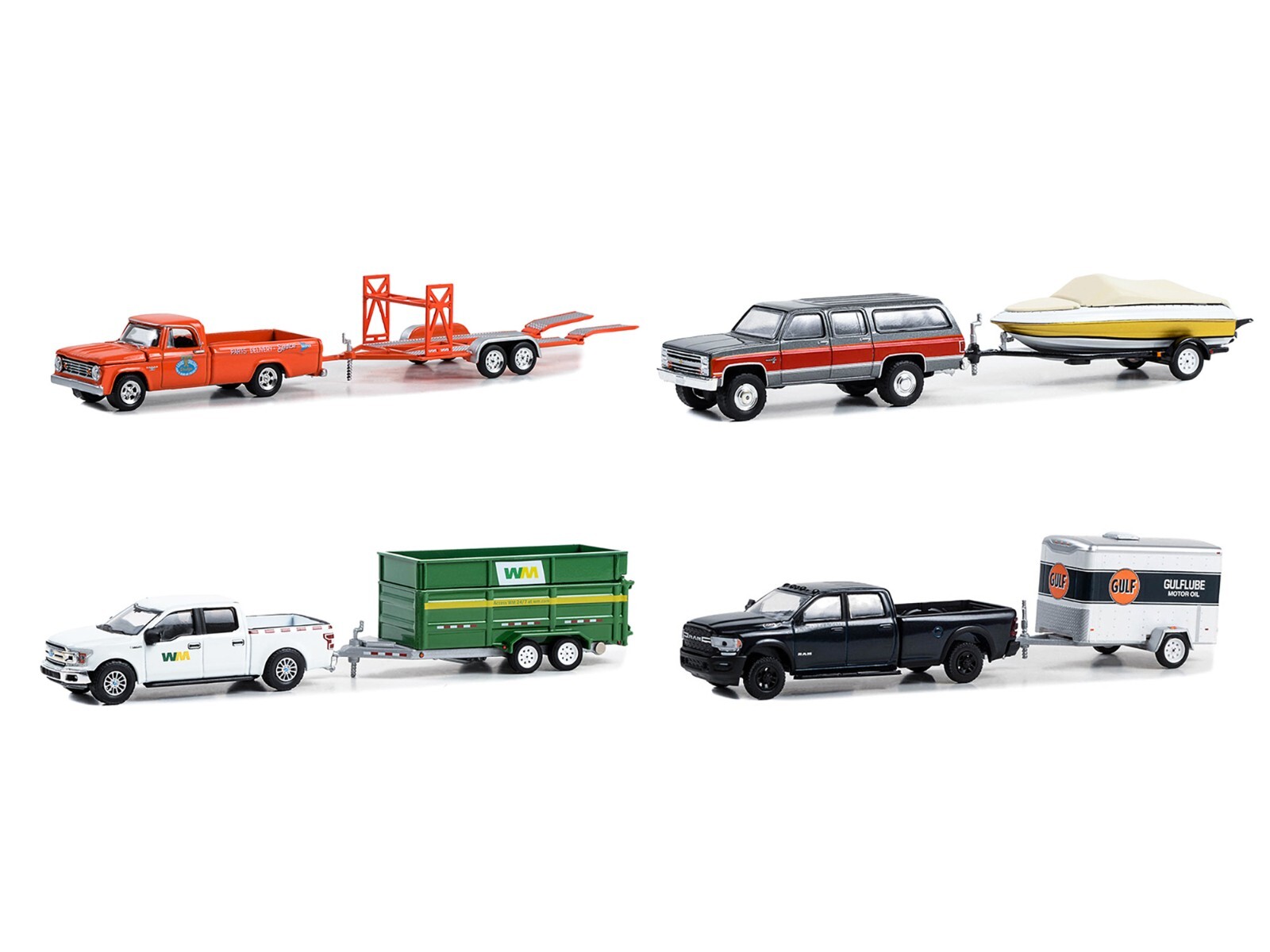 HITCH & TOW 4 PC SET SERIES 29 1/64 DIECAST MODEL CARS GREENLIGHT 32290 A-B-C-D